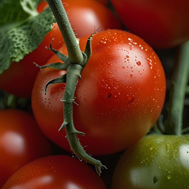 Photo a bunch of tomatoes with water drops on them