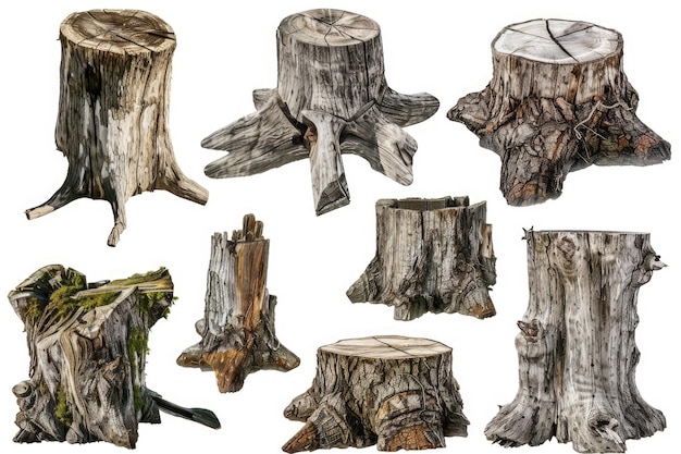 A bunch of tree stumps that have been cut down Suitable for environmental concepts