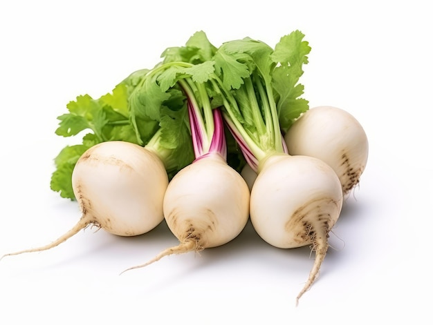 A bunch of turnips isolated on a white background