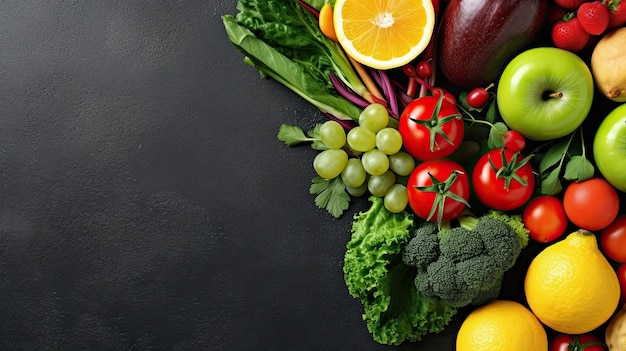 A bunch of vegetables on a black background