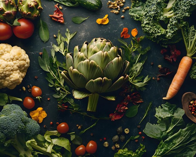 Photo a bunch of vegetables including broccoli carrots and other vegetables