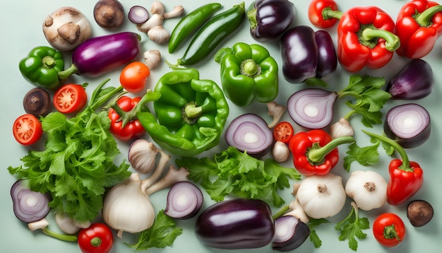 a bunch of vegetables including radishes onions and peppers