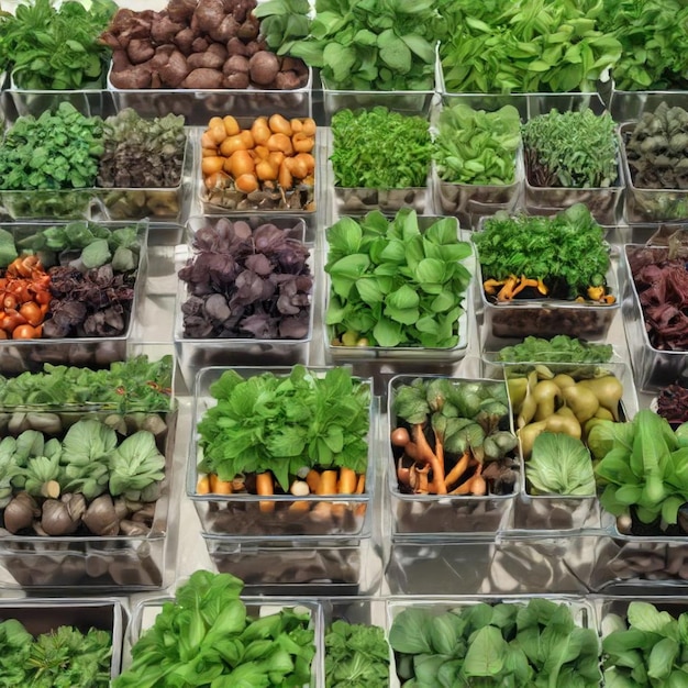 a bunch of vegetables that are in a bin