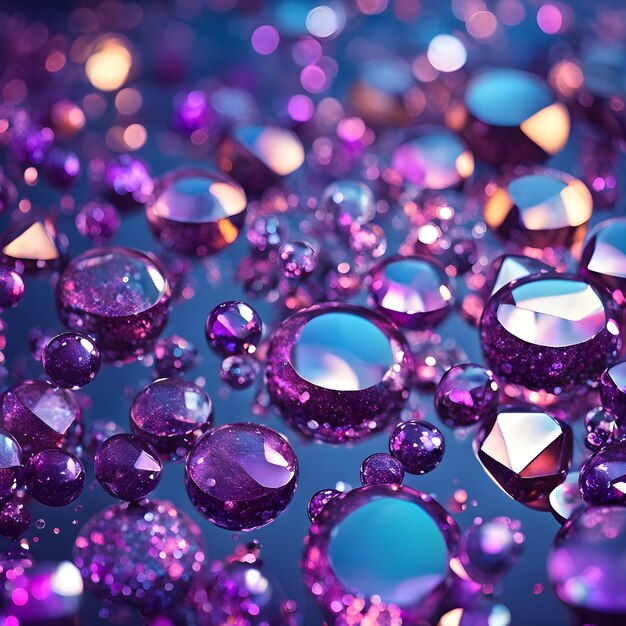 Photo a bunch of water bubbles that are on a purple background