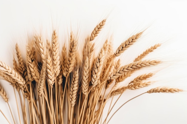 A bunch of wheat on a white background