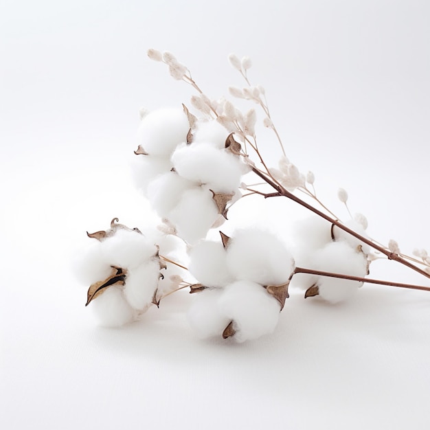 Photo a bunch of white cotton is shown against a white background