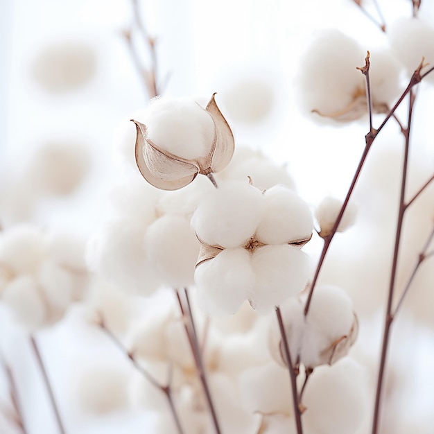 Photo a bunch of white cotton that is covered in snow