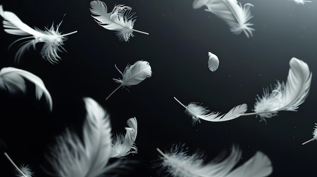 Photo a bunch of white feathers with a dark background