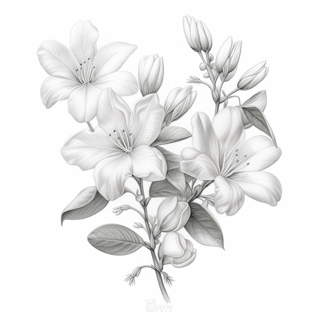 A bunch of white flowers sketch