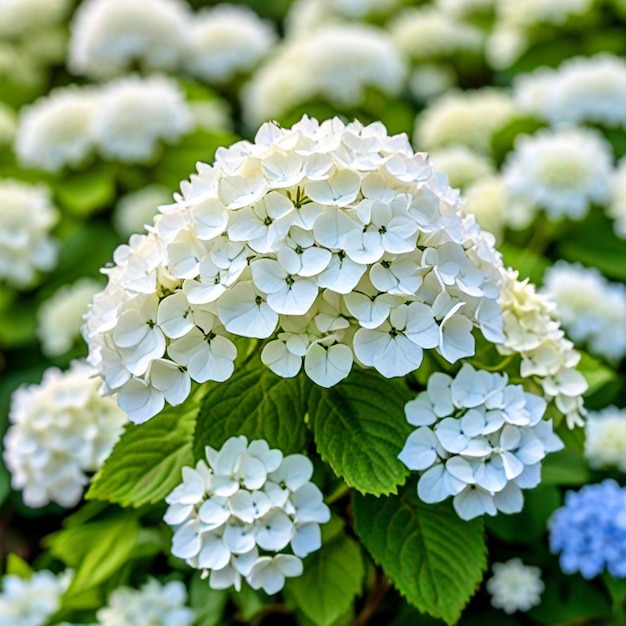 Photo a bunch of white flowers with green leaves and white flowers