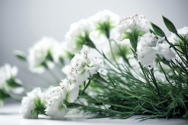 A bunch of white flowers with the word love on it