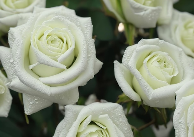 A bunch of white roses