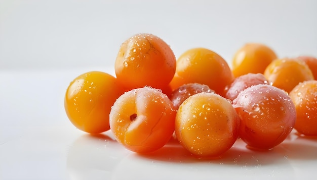 a bunch of yellow and red grapes are on a white surface