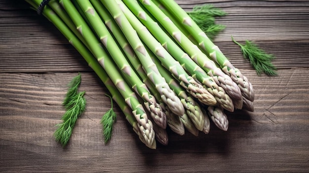 Bunches of fresh green and white asparagus