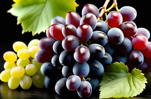 Bunches of ripe grapes