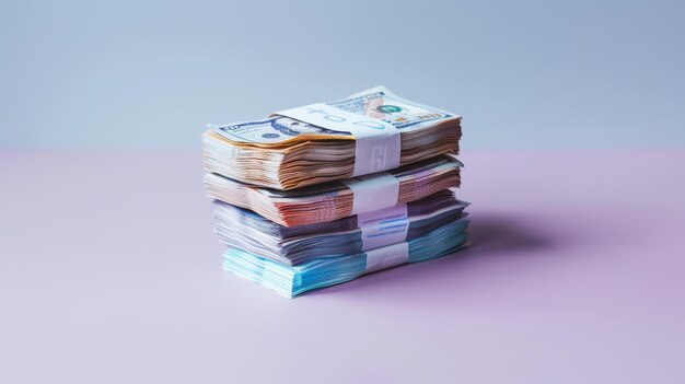 Photo a bundle of british pound notes stacked neatly isolated on a plain background representing financial stability and wealth