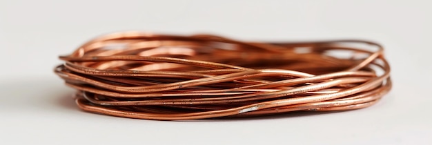 Photo bundle of copper wire on white background