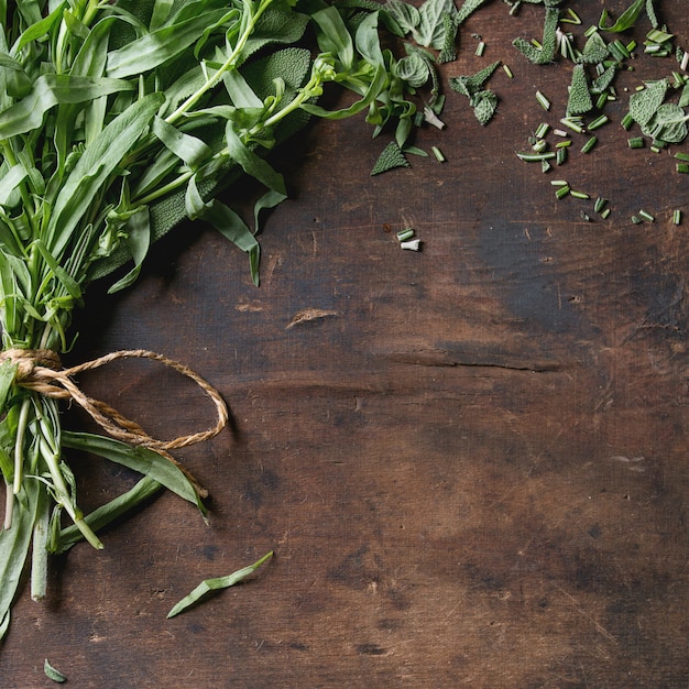 Bundle of fresh Italian herbs