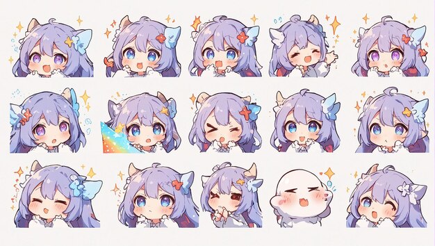 Photo bundle image cute chibi anime character sticker 57