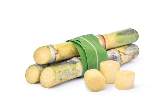 bundle of sugarcane and sugar cubes