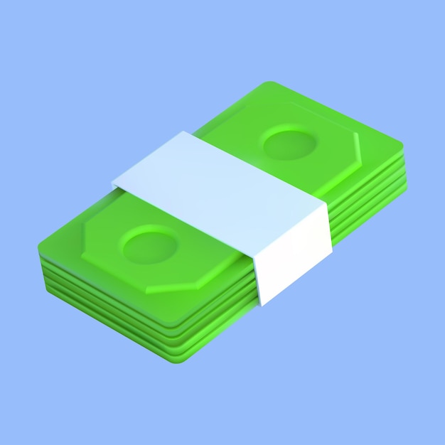 Bundles cash and floating Moneysaving cashless society concept 3d render illustration