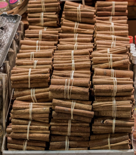 Bundles of Cinnamon sticks in stock