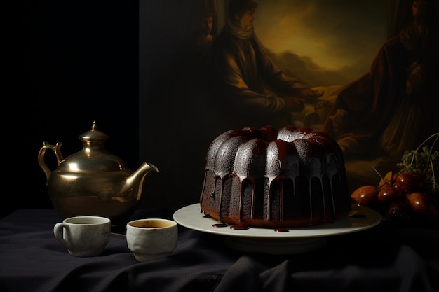 Bundt Cake Adorned Chocolate Walnut