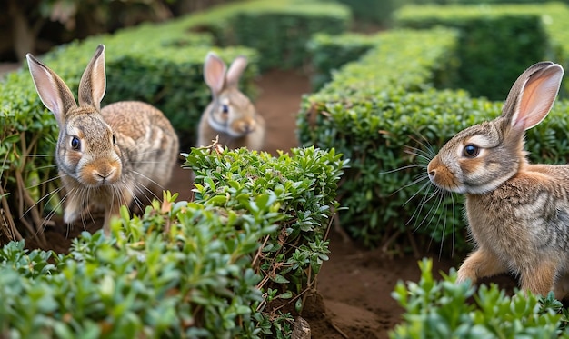 Bunnies Hopping in a Sunlit Glade