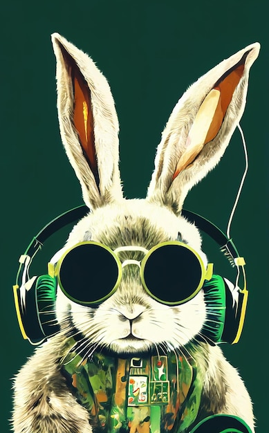 Bunny color abstract art with glasses