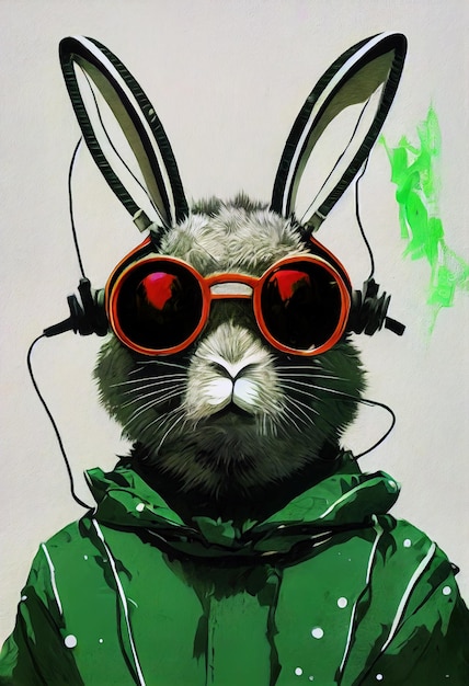 Bunny color abstract art with glasses