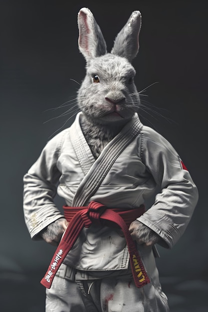 Photo a bunny in a gi martial arts mastery