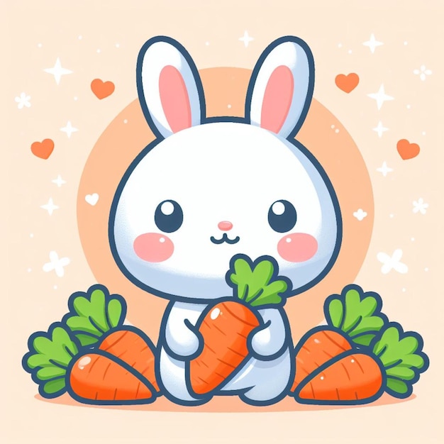 Photo a bunny with a carrot and the words bunny on it