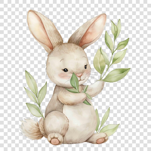 bunny with leaves nuresery watercolor