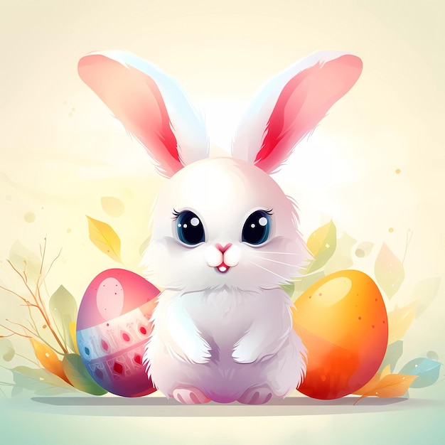 A bunny with a painted easter egg on it