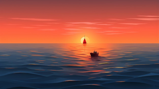 Photo buoy in the open sea on the sunset background