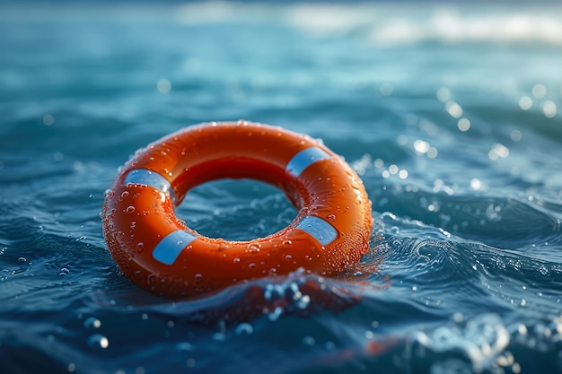 Buoyant Savior Life Ring in the Waves