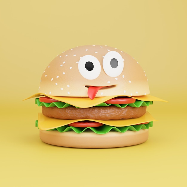 Photo burger 3d render