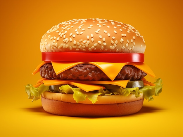 burger on a bright yellow background