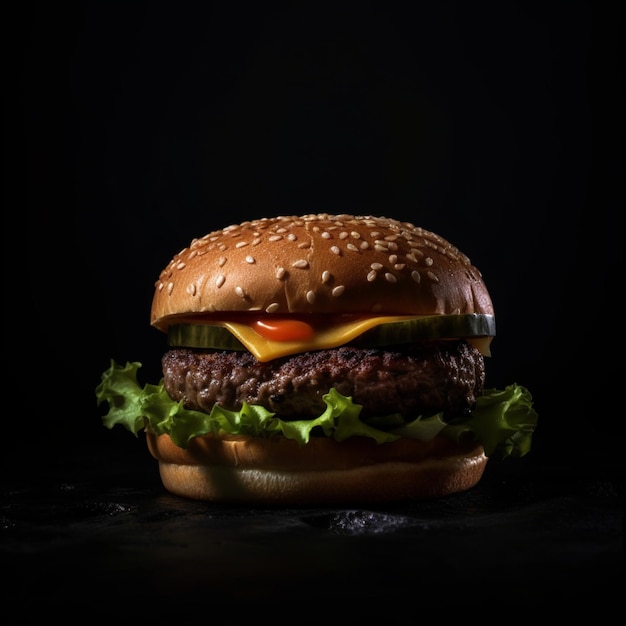 Burger on a dark background