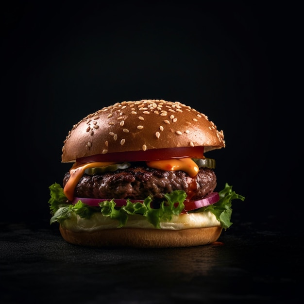 Burger on a dark background