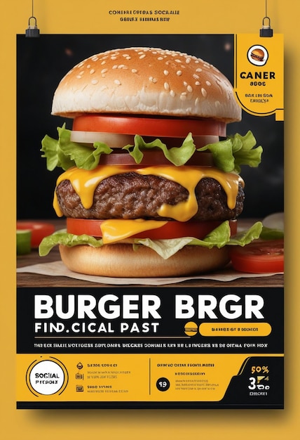 Burger flyer social media post and web banner