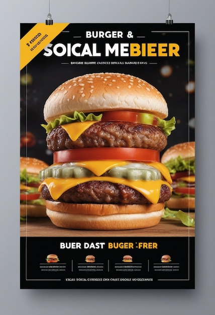 Burger flyer social media post and web banner