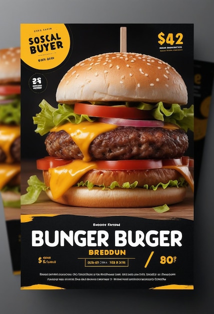 Photo burger flyer social media post and web banner