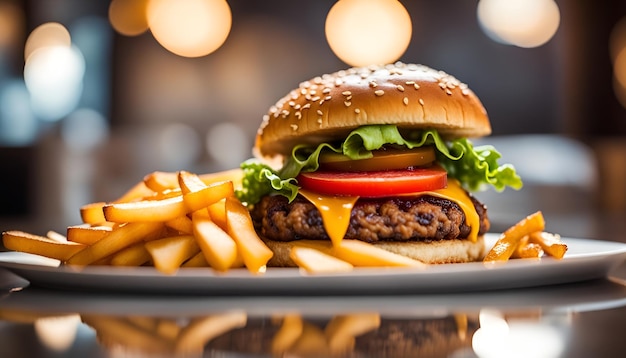 Burger and fries