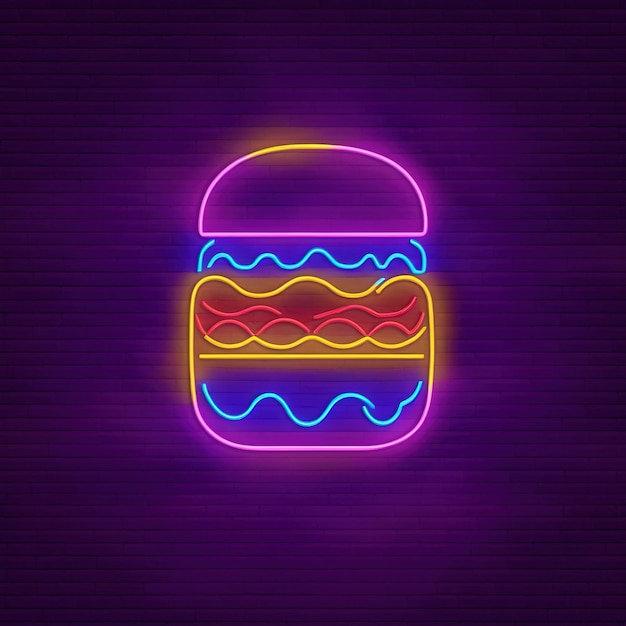 Burger hamburger retro neon sign bright electric light signage