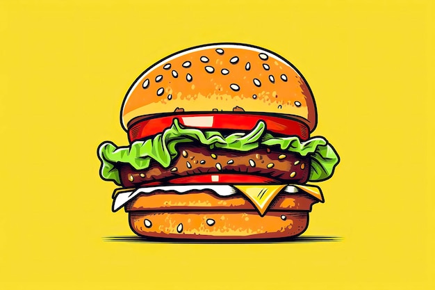 Burger Illustration Food Illustration generative AI