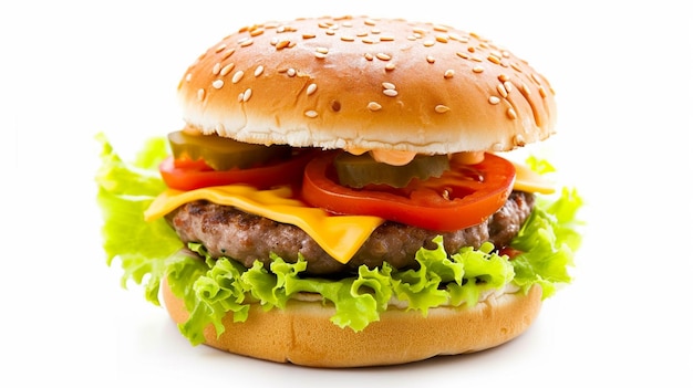 burger isolated on white background Generative Ai