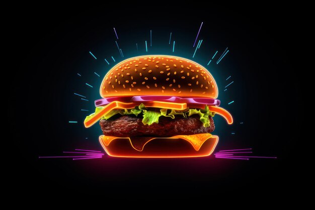 Burger ketchup food neon