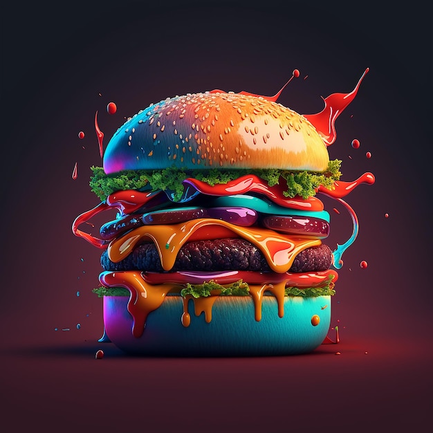 Burger with creative background