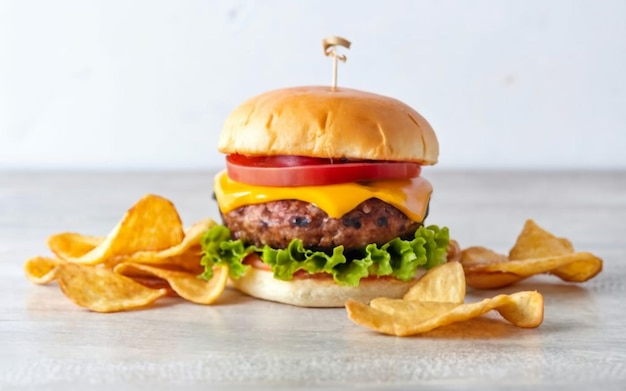 Burger with Gourmet Potato Chips